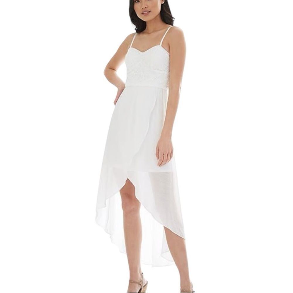 Iz Byer Wrap High Low Dress Off White - Small NWT